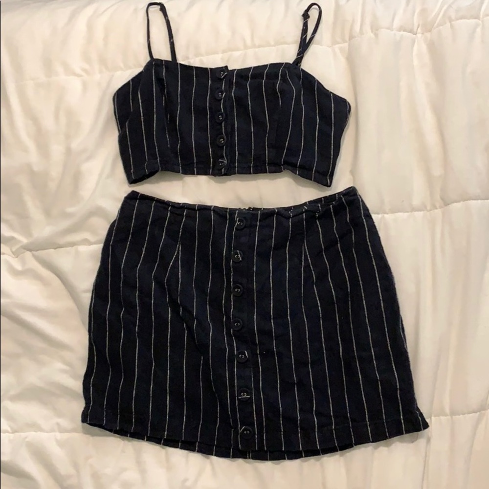 Forever 21 Dark Blue 2 pc Skirt Top Set